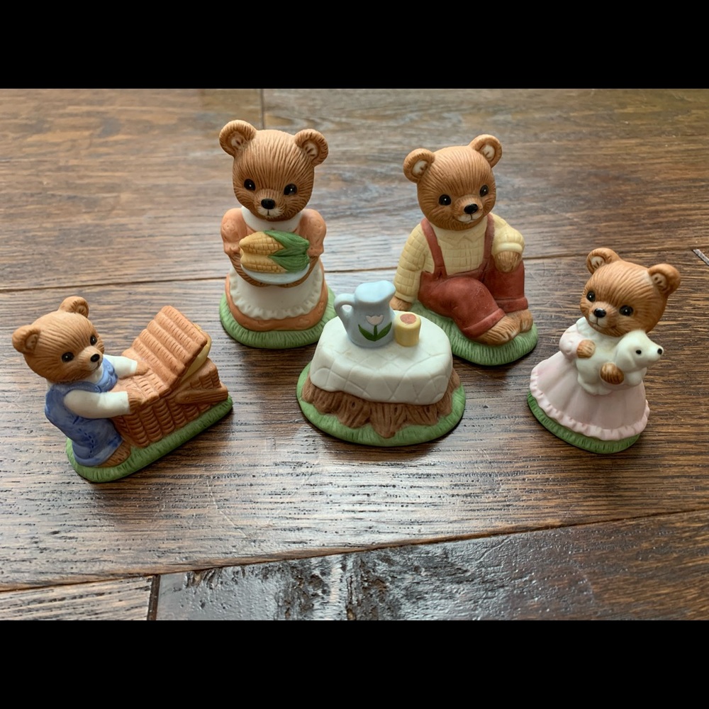 Vintage Rare HOMCO Bears Picnic Set #1462 Made in Sri Lanka Original Stickers